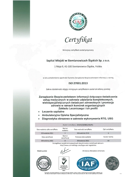 certyfikat ISO 27001 2013 foto